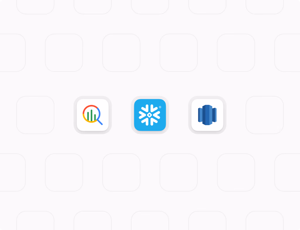 A UI mockup showing a dashboard with various connectors like accounting platforms, marketplace apps, and custom mappings.