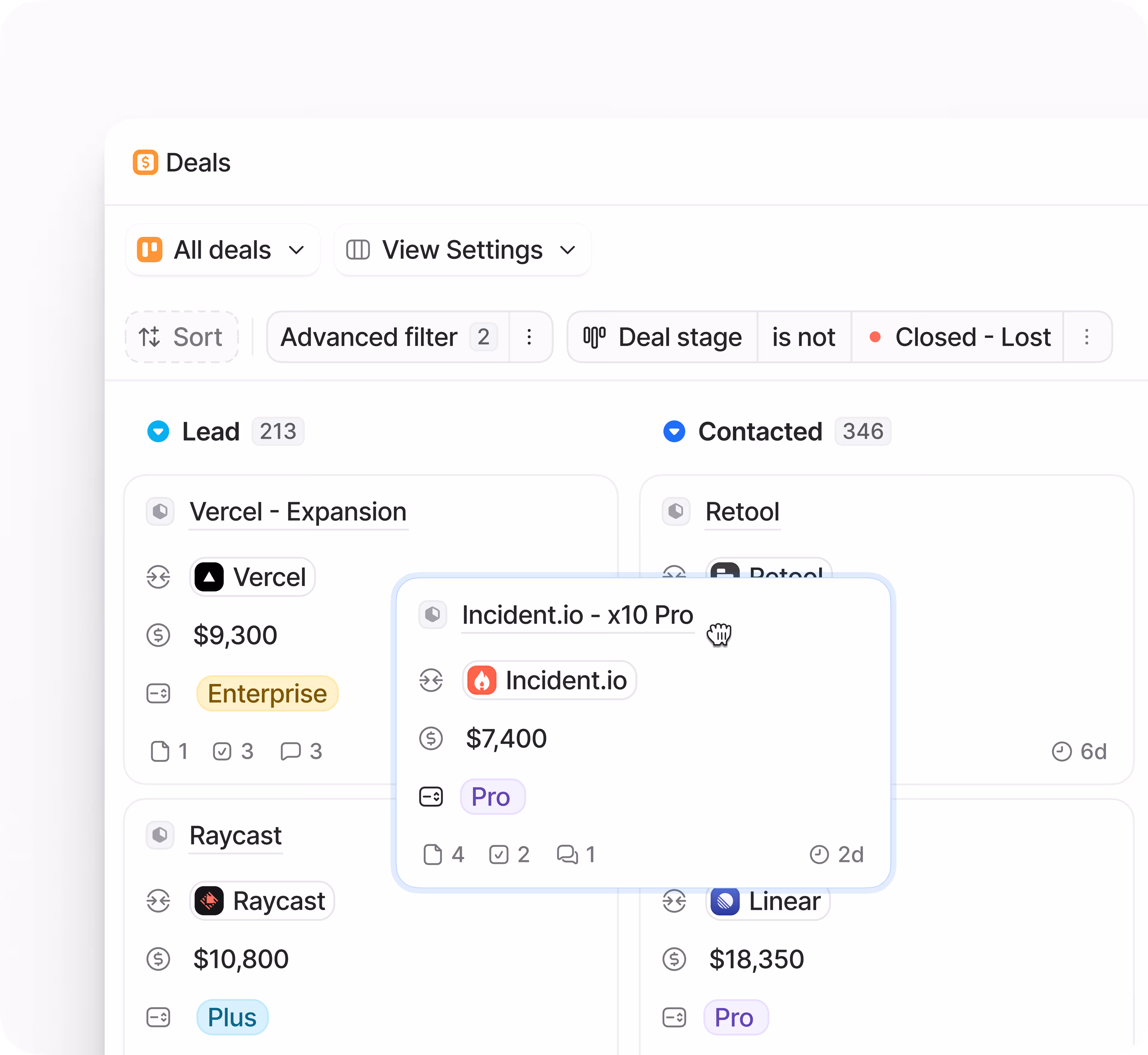 A clean CRM dashboard showing unified customer data, AI insights, and reports, demonstrating easy understanding and remarkable experiences.