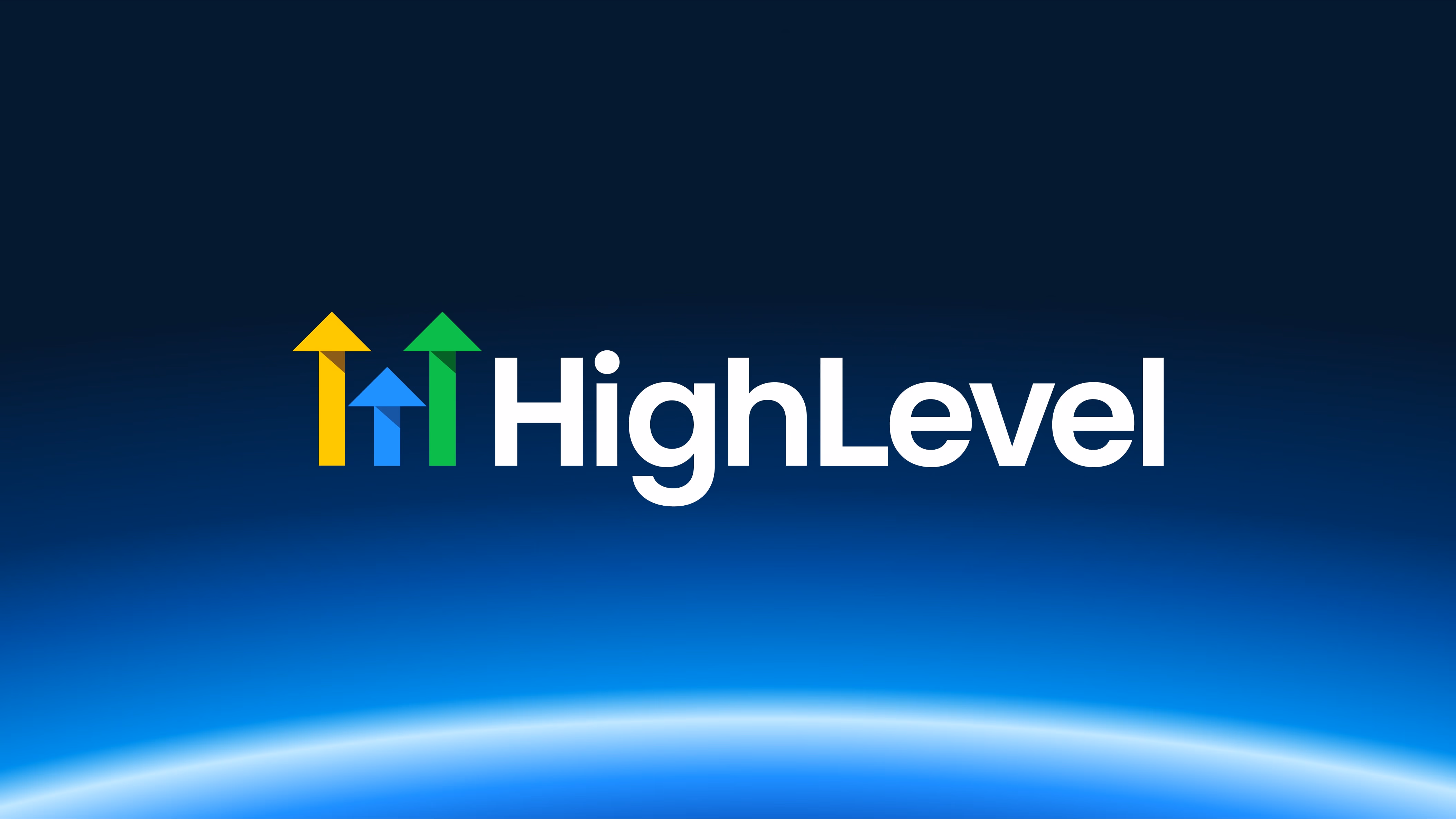 The HighLevel wordmark on a dark blue field