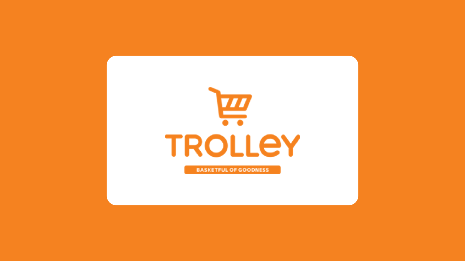 The Trolley wordmark on the brand orange field